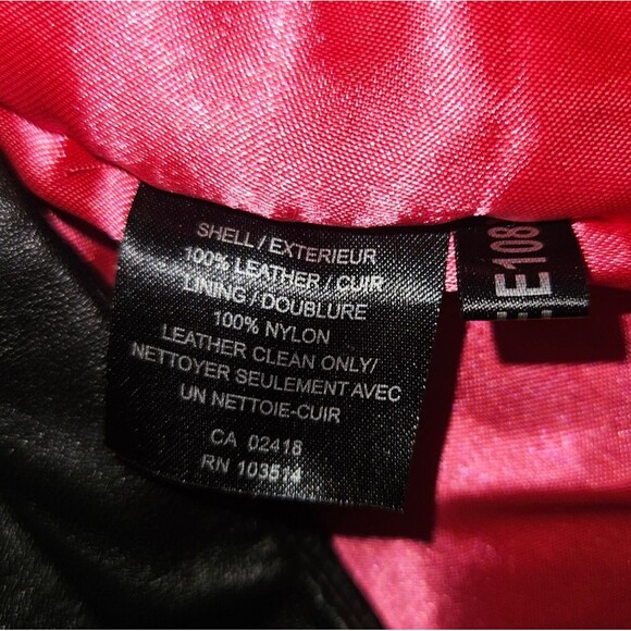 Identify Black Leather Cinched Waist Zip-Up Moto Jacket Size L - Picture 8 of 10